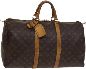 Louis Vuitton Tweedehands Canvas Louis Vuitton tassen - Dames - Vintage Weekendtas - Bruin - ONE Size - Leer - Vintage