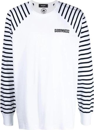 Dsquared2 T-shirt met lange mouwen - Heren - Longsleeves - Wit - M - Katoen - Tops