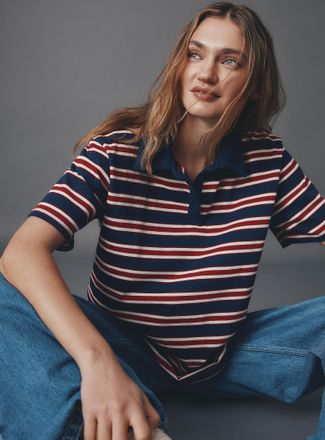 Twik Womens Mixed stripes Polo Shirt T-shirt