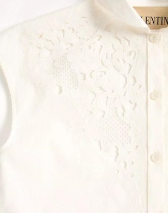 Valentino Sleeveless Button-Front Shirt - White