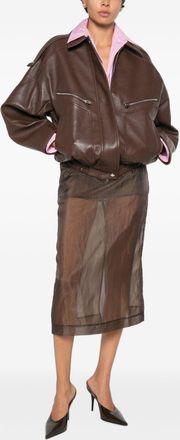 032c Faux Leather Bomber Jacket - Brown