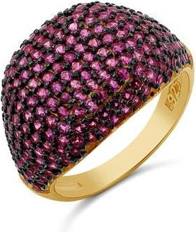 SHYMI Cubic Zirconia Pavé Dome Signet Ring in Pink at Nordstrom, Size 8