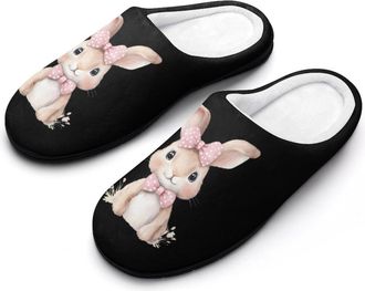 Generic Cute Bunny Easter Day Fashion Cotton Slippers for Women Memory Foam House Slippers Non-Slip House Bedroom Shoes