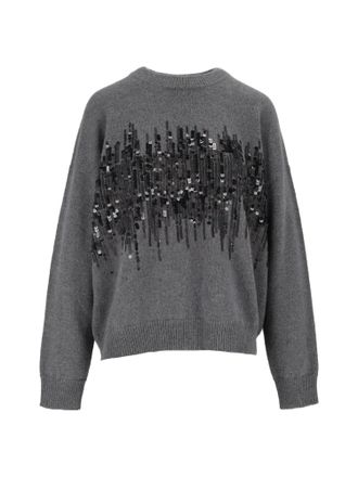 PESERICO Relaxed Fit Sequin Detail Knitted Sweater