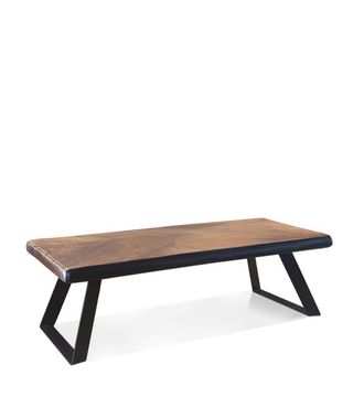 Moycor Banco de madera marr&oacute;n y hierro negro anch. 126 cm