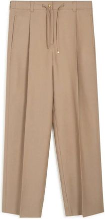 Moncler Wide Trousers, female, Beige, XS, Womens Drawstring Trousers in Beige