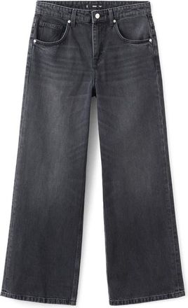 Mango Low Rise Wide Leg Jeans in Black Denim at Nordstrom, Size 14
