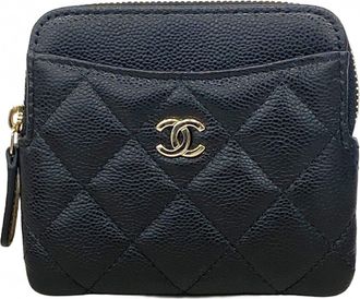 Chanel Black Grained Calfskin Coin Purse/Coin Case (Pre-Owned)