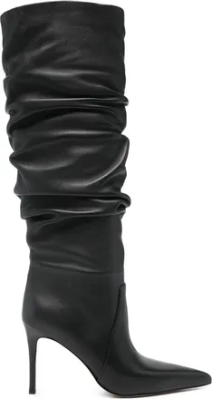 Michael Kors slouchy pointed-toe boots - women - Polyester/Leather/Rubber - 9.5 - Black