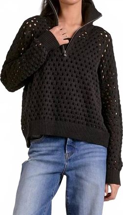 Elan Crochet Knit Sweater In Black