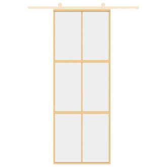 Berkfield Home Sliding Door Gold 76x205 cm Clear ESG Glass & Aluminium