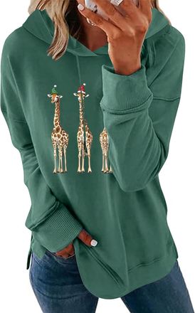 Generic 2025 Christmas Sweatshirt for Women UK Fall Winter Long Sleeve Drawstring Hoodies Funny Xmas Tree Gnome Snowman Print Pullover Tops Casual Going Out F