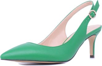 Castamere Womens Slingback Sandals Kitten Heels Ankle Strap Pointed Toe Court Shoes 2.6 in Heels Green Pu Pumps UK 4.5