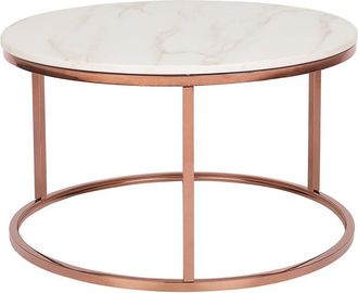Beliani Beliani - Mesa de centro efecto mármol de metal beige cobrizo 70 cm tablero mdf Coral