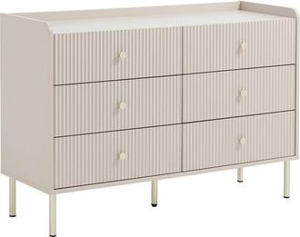 Vente-Unique Com&ograve; 6 cassetti Beige e dorato - LUNAOR