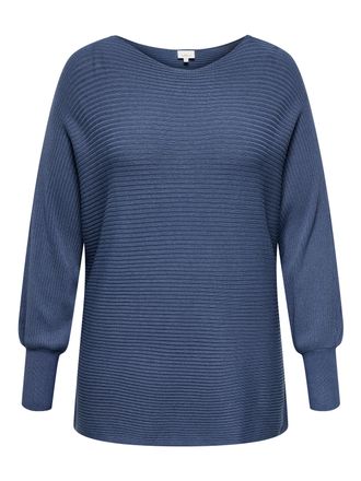 Only Carmakoma Strickpullover ONLY CARMAKOMA CARNEW ADALINE LIFE L/S PULLOVER KNT, Damen, Gr. M, vintage indigo, Strick, Obermaterial: 80% Viskose, 20% Nylon, unifar