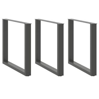 Berkfield Home Coffee Table Legs U-Shaped 3 pcs Anthracite 90x(72-73) cm Steel in Black