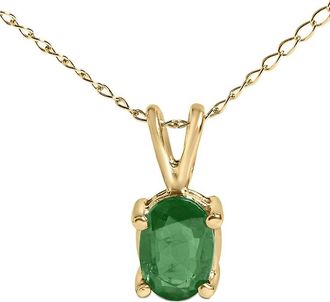 House of Brilliance Haus Of Brilliance Colorful Gemstones 14K 0.45 Ct. Tw. Emerald Pendant Necklace