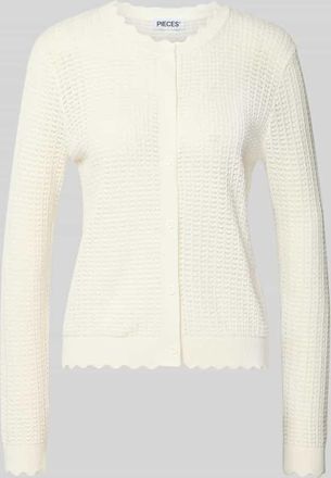 Pieces Regular Fit Strickjacke aus reiner Baumwolle Modell SCOUT in Weiss, Gr&ouml;&szlig;e XL