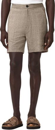 AllSaints Keal Glen Plaid Linen Blend Shorts in Sediment Brown at Nordstrom, Size Xx-Large