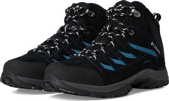 Columbia Crestwood Mid Waterproof Womens Shoes Black/Skylight : 10.5 B - Medium, Synthetic/Textile