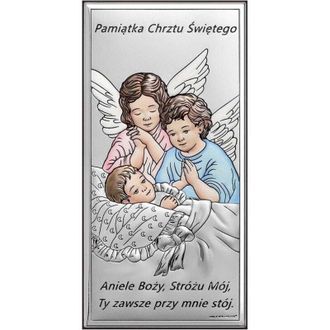 OEM Cuadro Color Plata Con &Aacute;ngeles, Recuerdo Del Santo Bautismo 6655 5 X 10 Cm