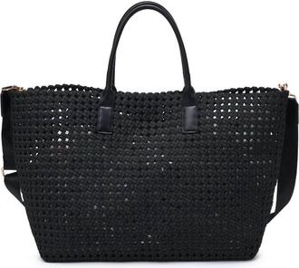 Sol and Selene Womens Solstice Large Hand Woven Knot Tote In Black