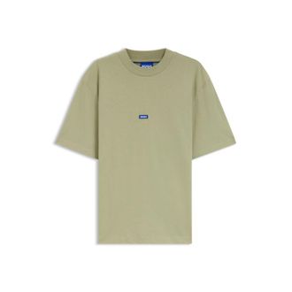 HUGO BOSS Cotton-jersey T-shirt with blue logo patch