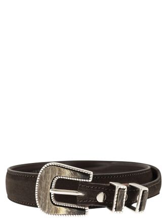 Alberto Luti Handgefertigter Wildlederg&uuml;rtel mit Schnalle