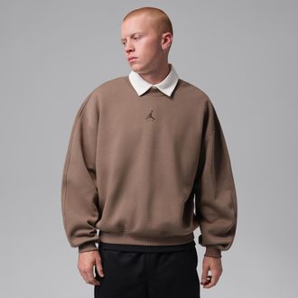 Nike Jordan Mens Jordan Brooklyn Oversized Fleece Crew-Neck Sweatshirt in Brown | IM8915-274