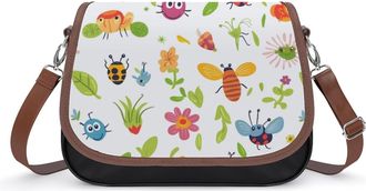 Generic Bees Flower Crossbody Bags for Women Fashion Leather Shoulder Handbags With Adjustable Strap