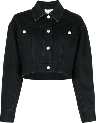 Alexander McQueen Denim Cropped Jack Made in Italy - Dames - Spijkerjassen - Zwart - M - Denim - Jassen