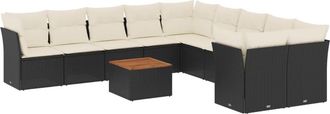 vidaXL Vidaxl - Set Divani Da Giardino 11 Pz Con Cuscini In Polyrattan Nero