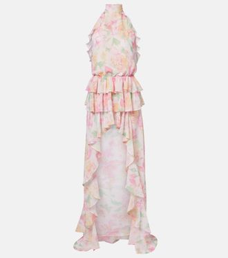 Bananhot Malena floral ruffled asymmetric maxi dress