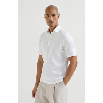 Brunello Cucinelli Polo with shirt collar in White at Nordstrom, Size Xxx-Large Eu