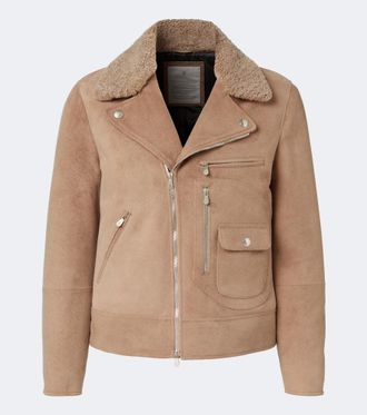 Brunello Cucinelli Chaqueta biker de ante con borrego
