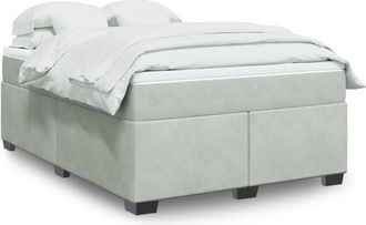 vidaXL Vidaxl - Cama Box Spring Con Colch&oacute;n Terciopelo Gris Claro 140x200 Cm