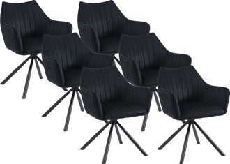Vente-Unique Conjunto de 6 sillas con brazos de terciopelo y metal - Negro - IZIALI de Pascal MORABITO