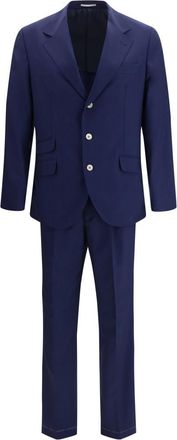 Brunello Cucinelli Navy Blue Notched Lapel Suit
