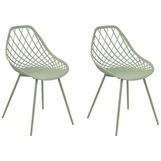 Beliani Conjunto De 2 Sillas De Comedor Verde Material Sint&eacute;tico Respaldo Red Canton Ii