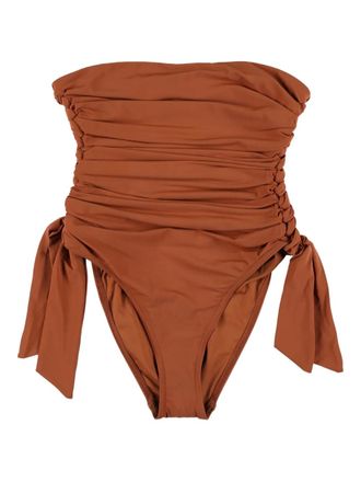 Zimmermann Daylight knot strapless beachwear - women - Polyester/Elastane/Recycled Nylon/Elastane - 0 - Brown