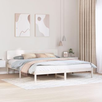 Berkfield Home Bed Frame with Headboard White 180x200 cm Solid Pine Wood