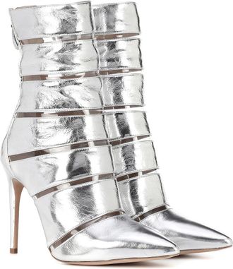 Generic Womens Pointed Toe Stiletto Heel Ankle Boots, Fashion Splicing High Heel Silver Short Booties, Comfort Zipper Evening Dress Shoes for Prom & Party,2.5