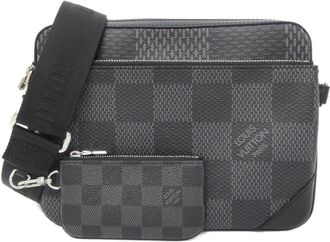 Louis Vuitton Graphite Coated Canvas Pouch Shoulder Bag (Pre-Owned)