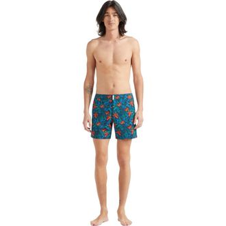 Vilebrequin Mens Tropical Flower Stretch Board Shorts in Bleu Marine at Nordstrom, Size Large