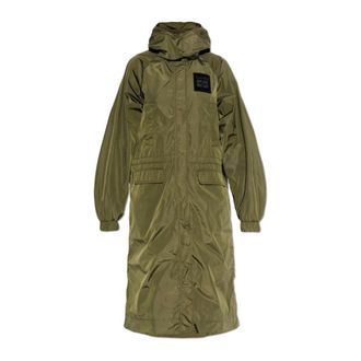 Ganni Jassen, Dames, Groen, XS, Loose-fit Parka met Capuchon