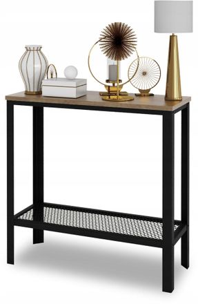 OEM Consolle Imbullonata Con Ripiano A Rete, Soppalco, Corridoio, Nero+rovere, Lancelot