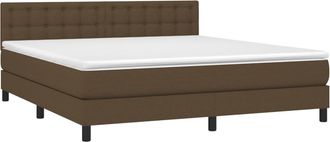 vidaXL Vidaxl - Cama Box Spring Con Colch&oacute;n Tela Marr&oacute;n Oscuro 180x200 Cm
