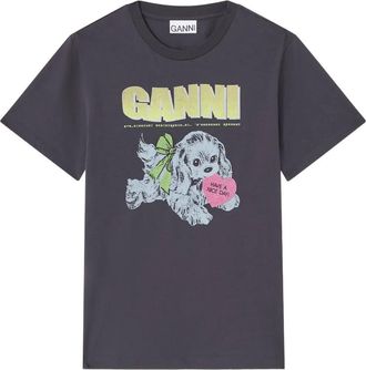 Ganni T-shirt Puppy con stampa - Grigio