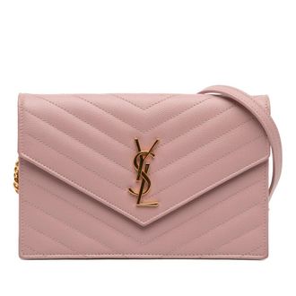 Saint Laurent Pre-owned Saint Laurent Grain De Poudre Cassandre Envelope Chain Wallet Ladies CDPUS3VN8O15WZMO